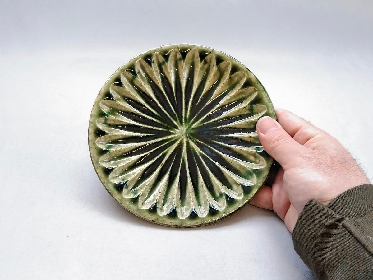 織部しのぎ5寸皿【中垣連次】