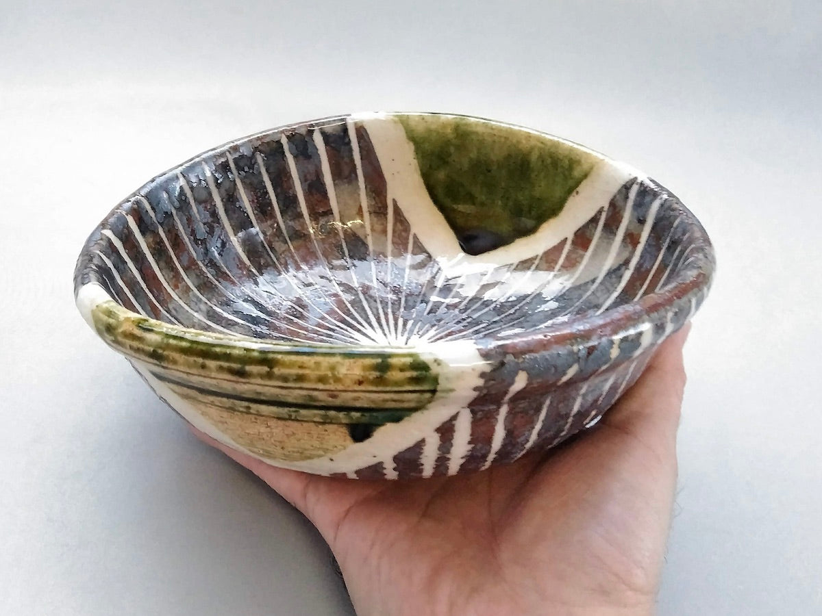 志野十草たわみ煮物鉢【中垣連次】