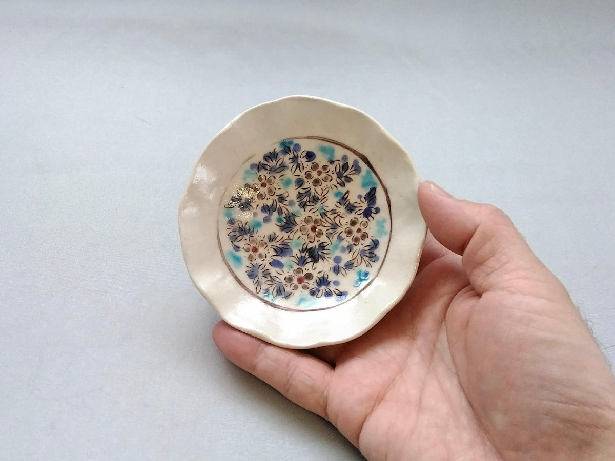 色絵更紗紋3寸皿【日比野正明】