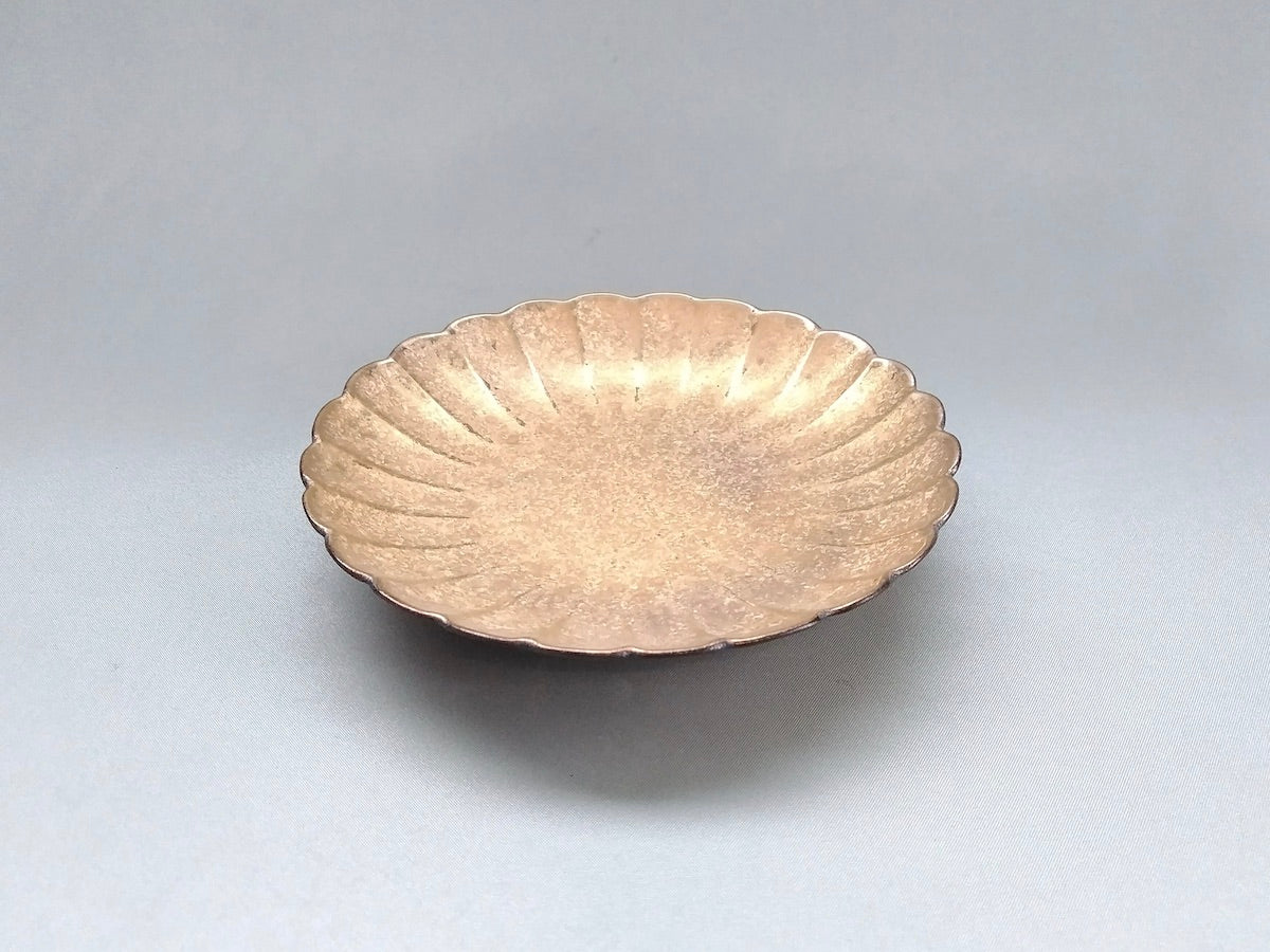 黒柚子内金塗り菊4.5寸皿【陶悦窯】