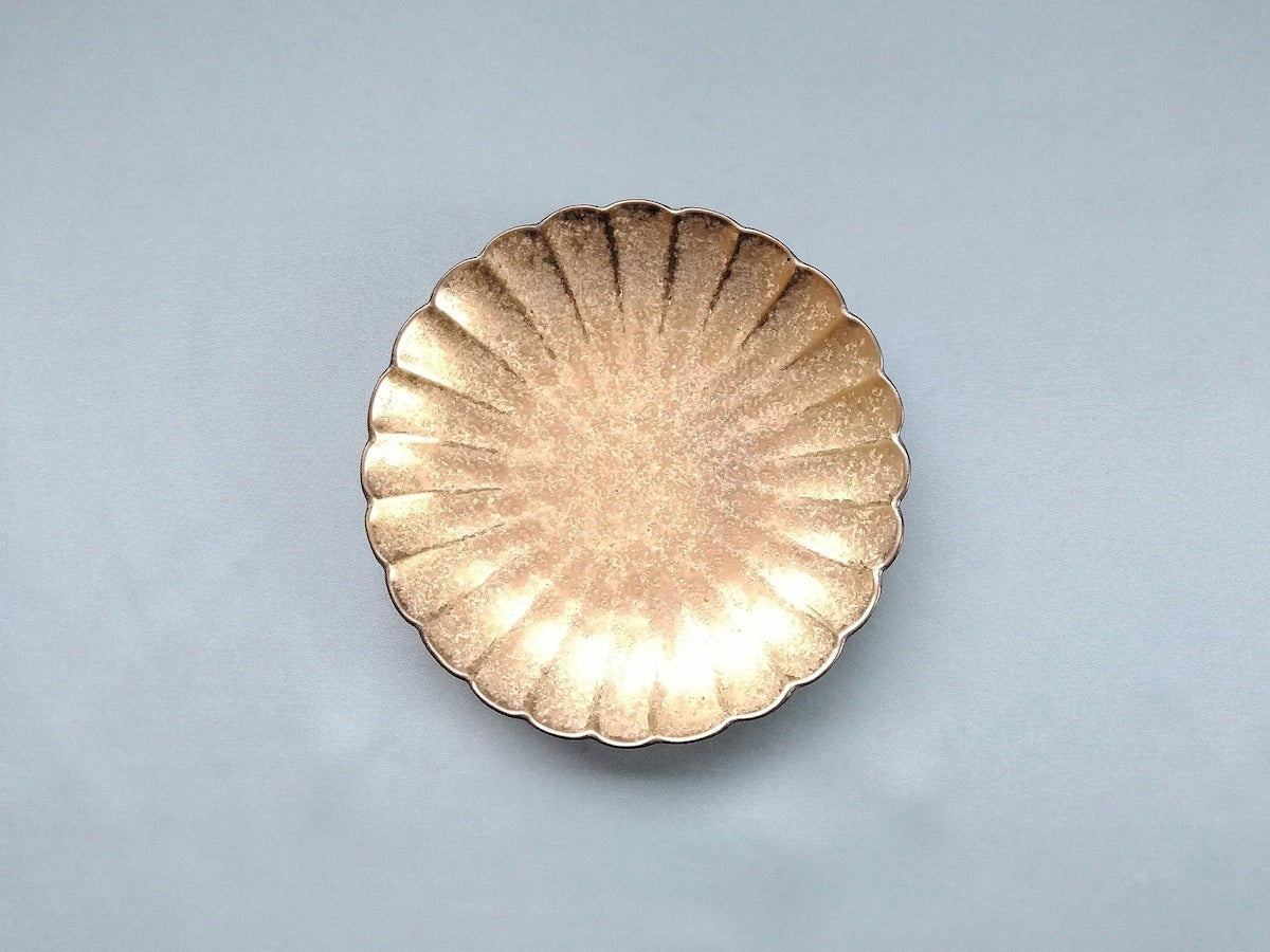 黒柚子内金塗り菊4.5寸皿【陶悦窯】