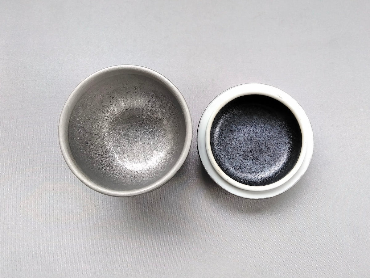 黒晶銀塗り夏目蒸し碗【陶悦窯】