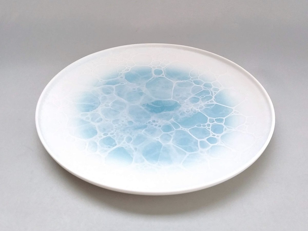 泡flameラウンドプレート21cm Blue【やま平窯】
