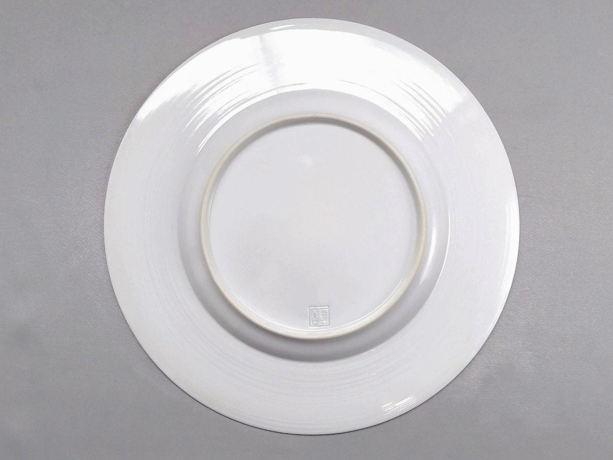 白磁彫ワイドリブ皿大【一真窯】