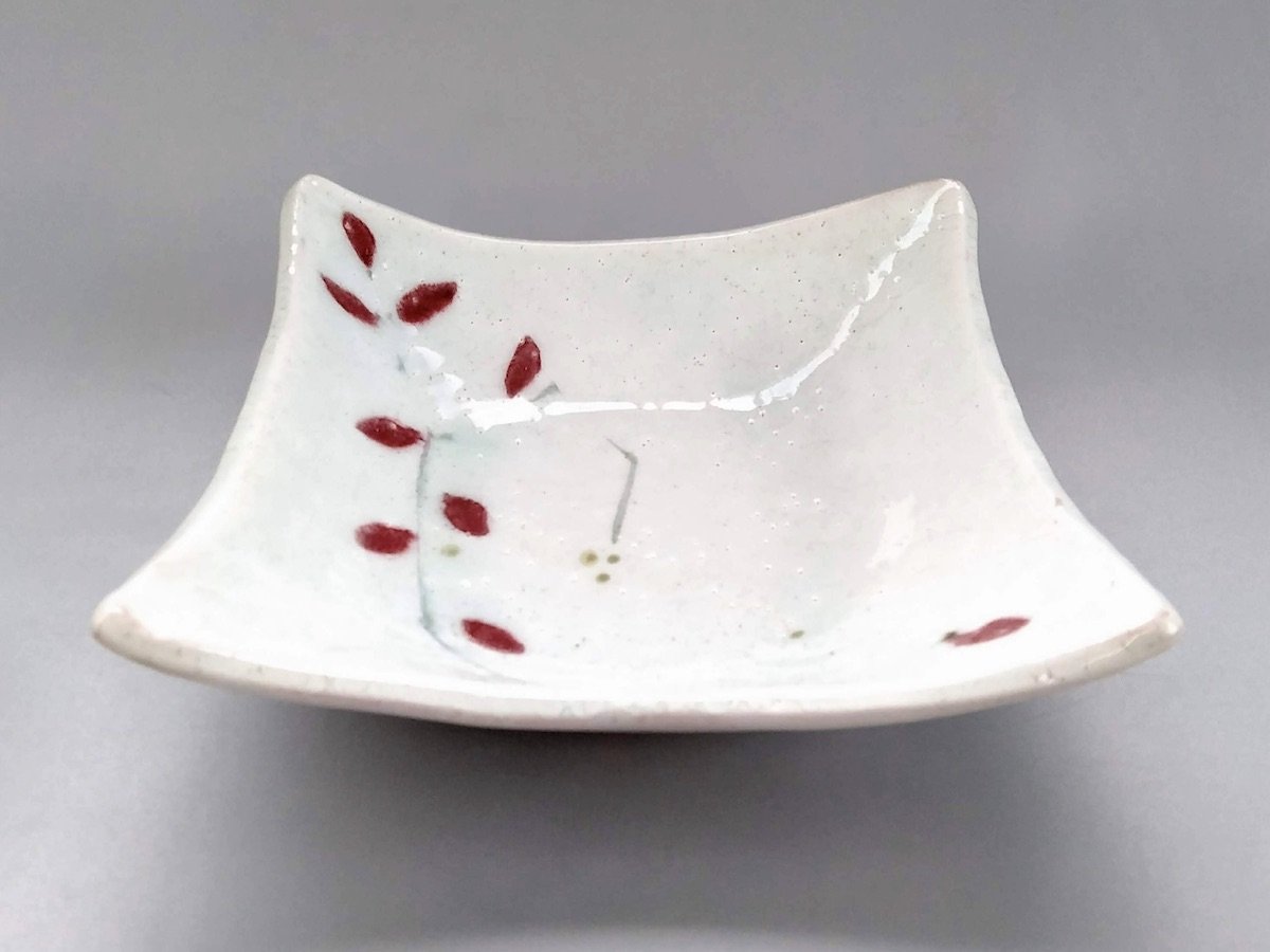 赤葉角鉢【巌陶房】