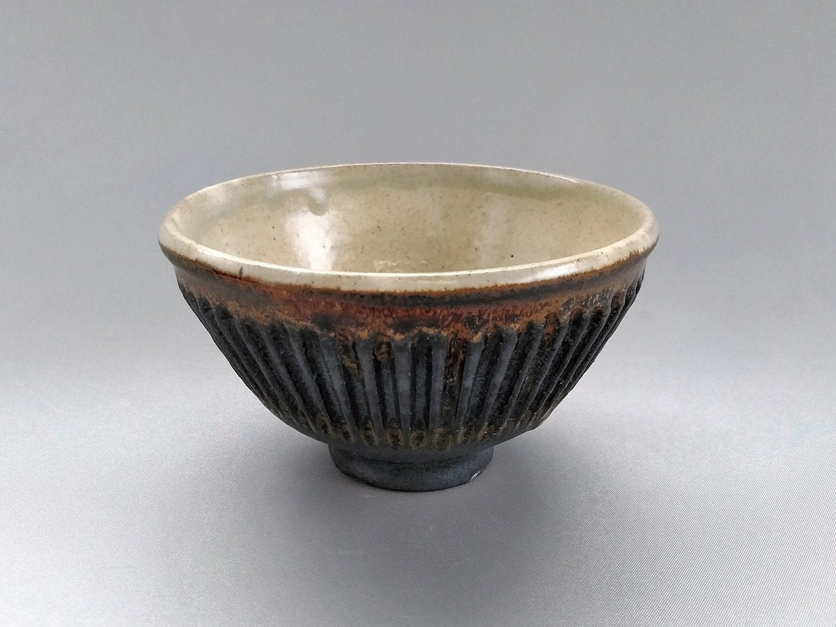 鉄黒しのぎ飯碗大【益子淳一】