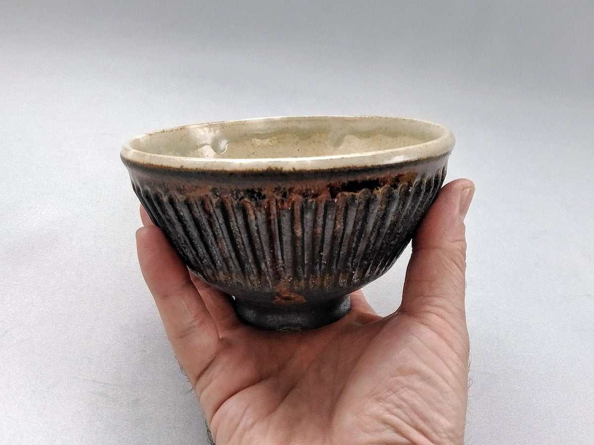 鉄黒しのぎ飯碗大【益子淳一】