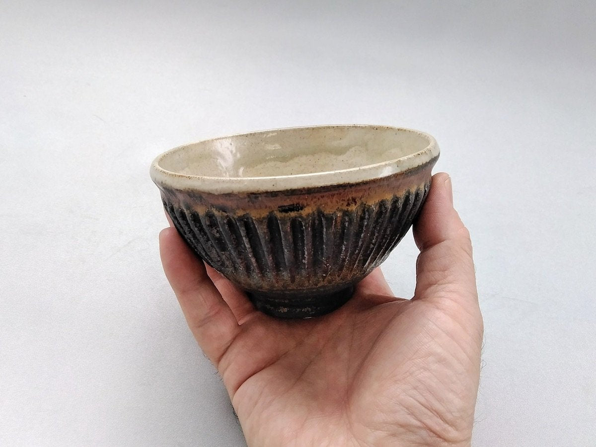 鉄黒しのぎ飯碗小【益子淳一】