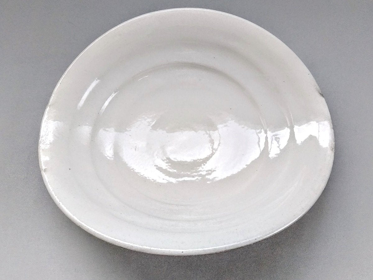 粉引8寸たわみ皿【熊谷雅博】