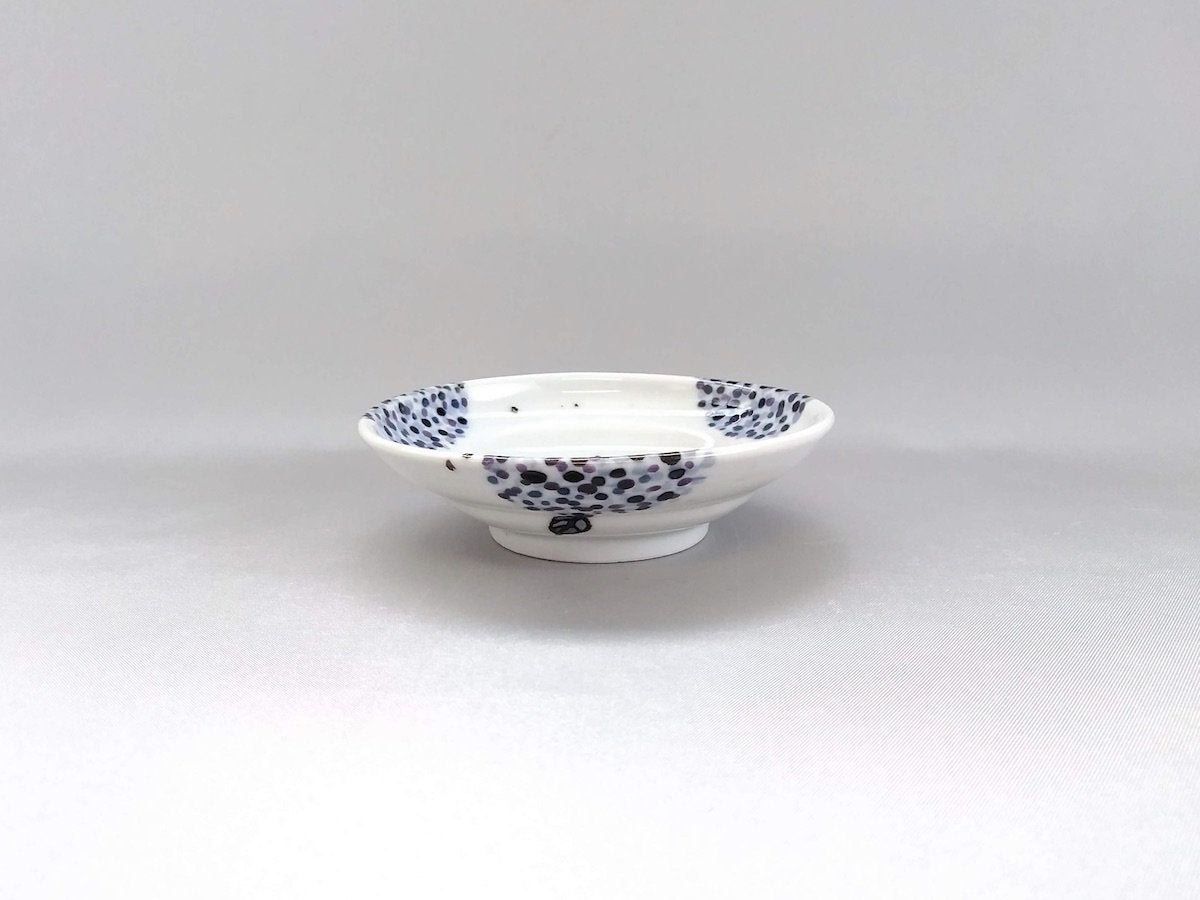 3寸皿色絵点描青紫【三宅英雅】