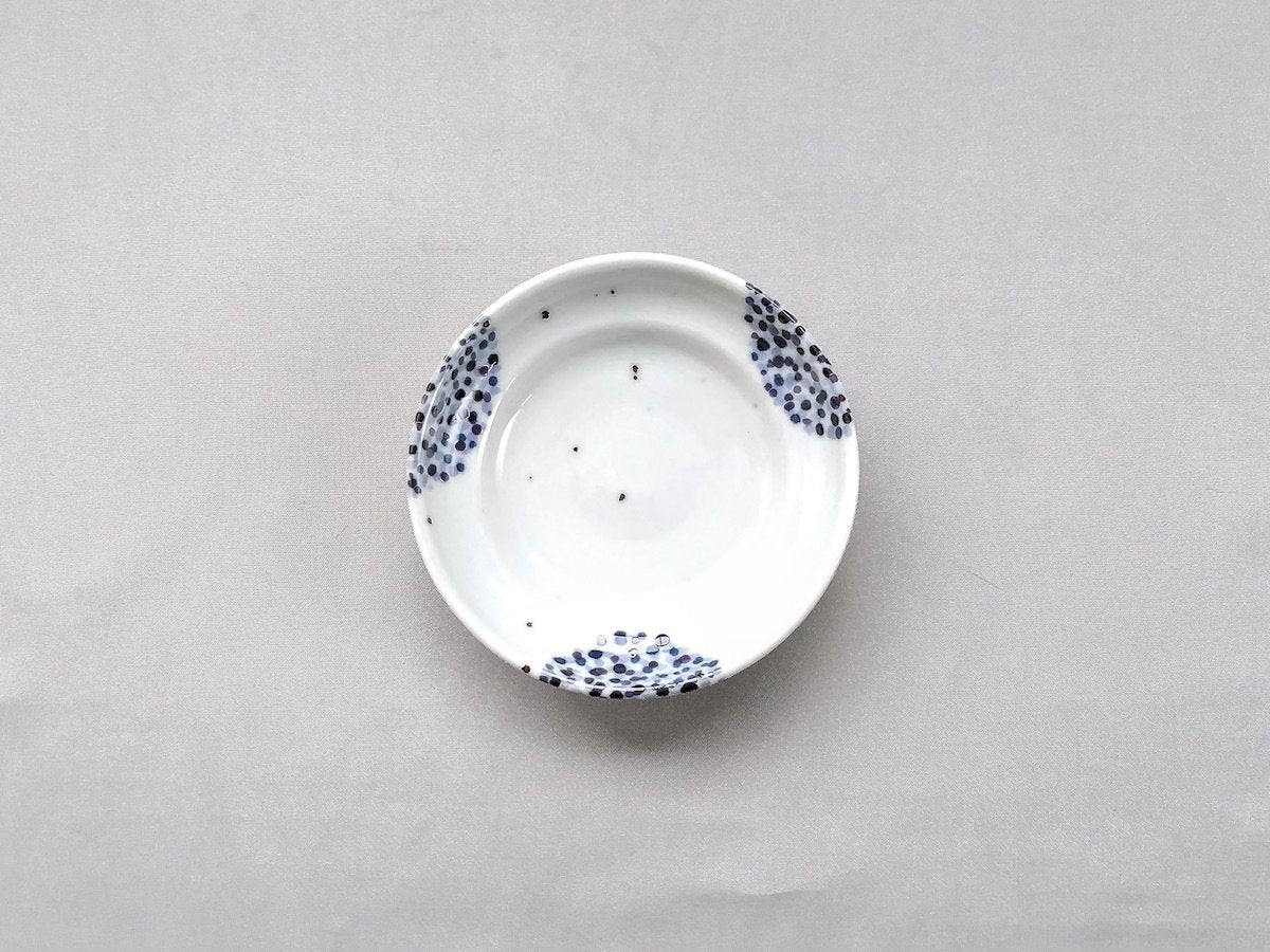 3寸皿色絵点描青紫【三宅英雅】