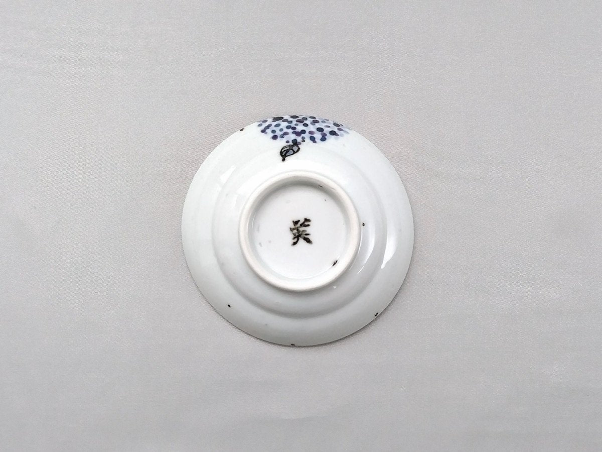 3寸皿色絵点描青紫【三宅英雅】