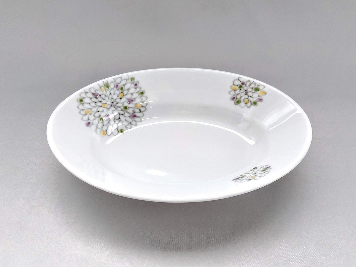 色絵菊楕円鉢大【徳七窯】