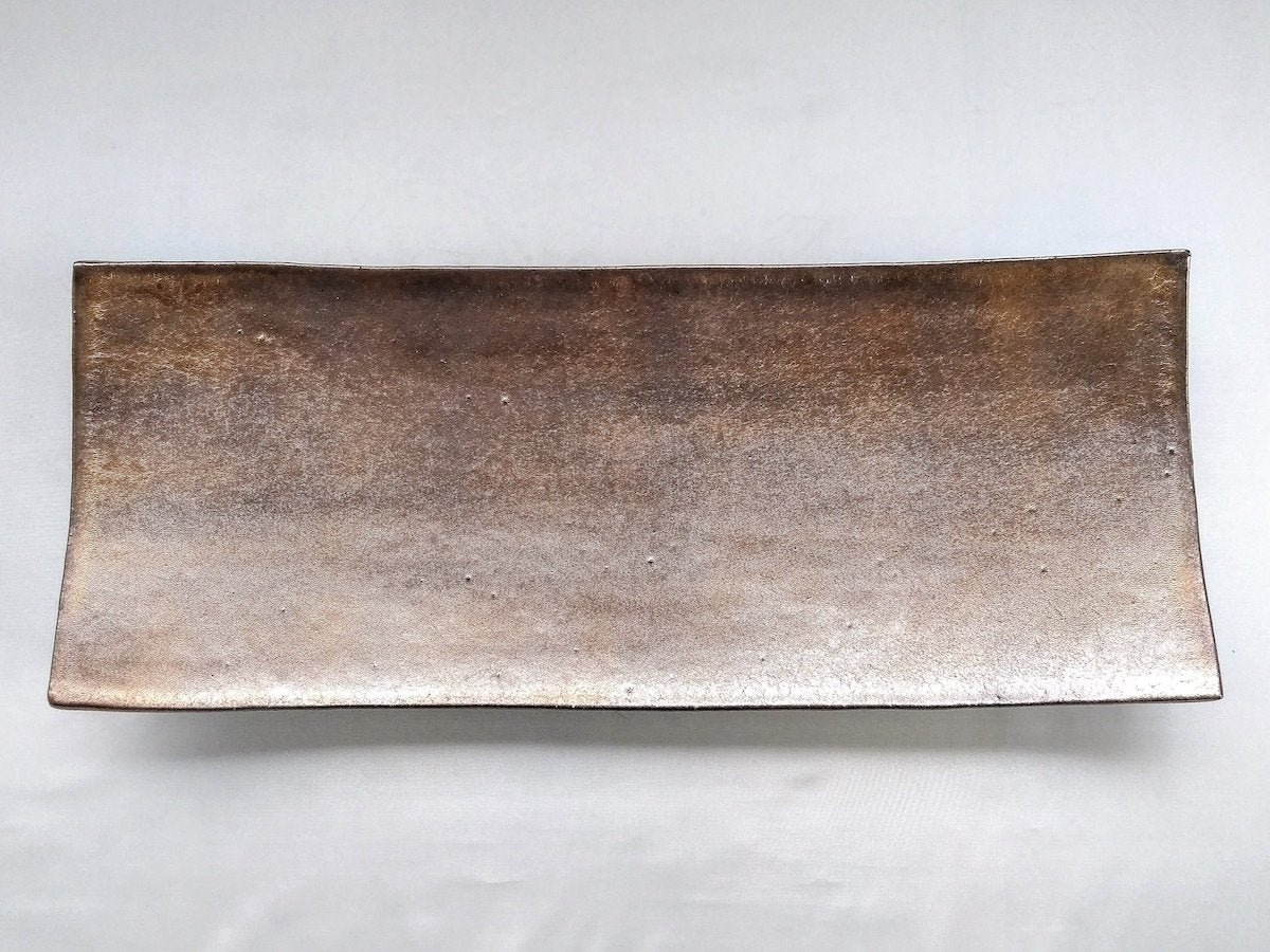 金彩足付長角皿【村井信幸】