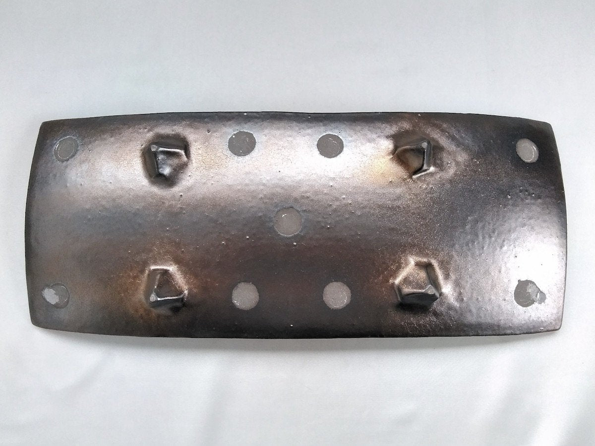 金彩足付長角皿【村井信幸】