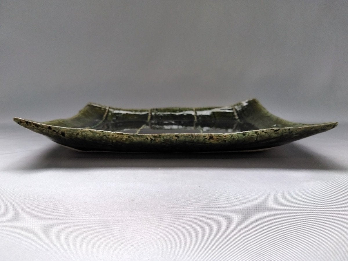 織部8寸面取角皿【山本一仁】