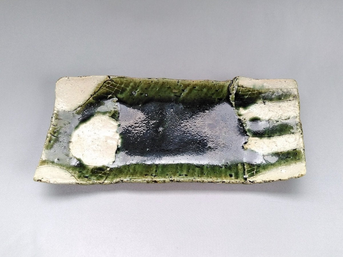 織部丸紋ストライプ長皿【山本一仁】