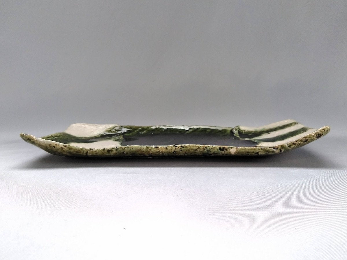 織部丸紋ストライプ長皿【山本一仁】