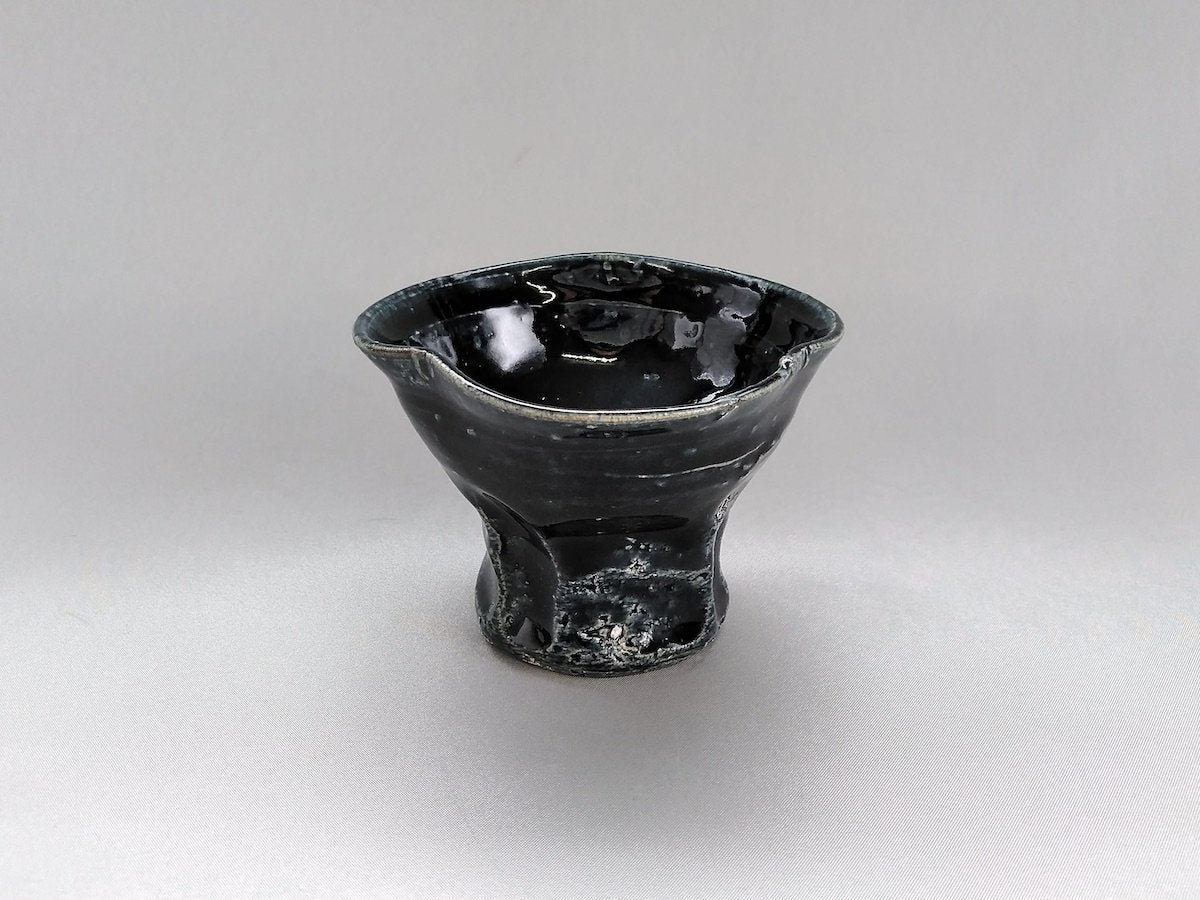 藍釉輪花高台小付【山本一仁】