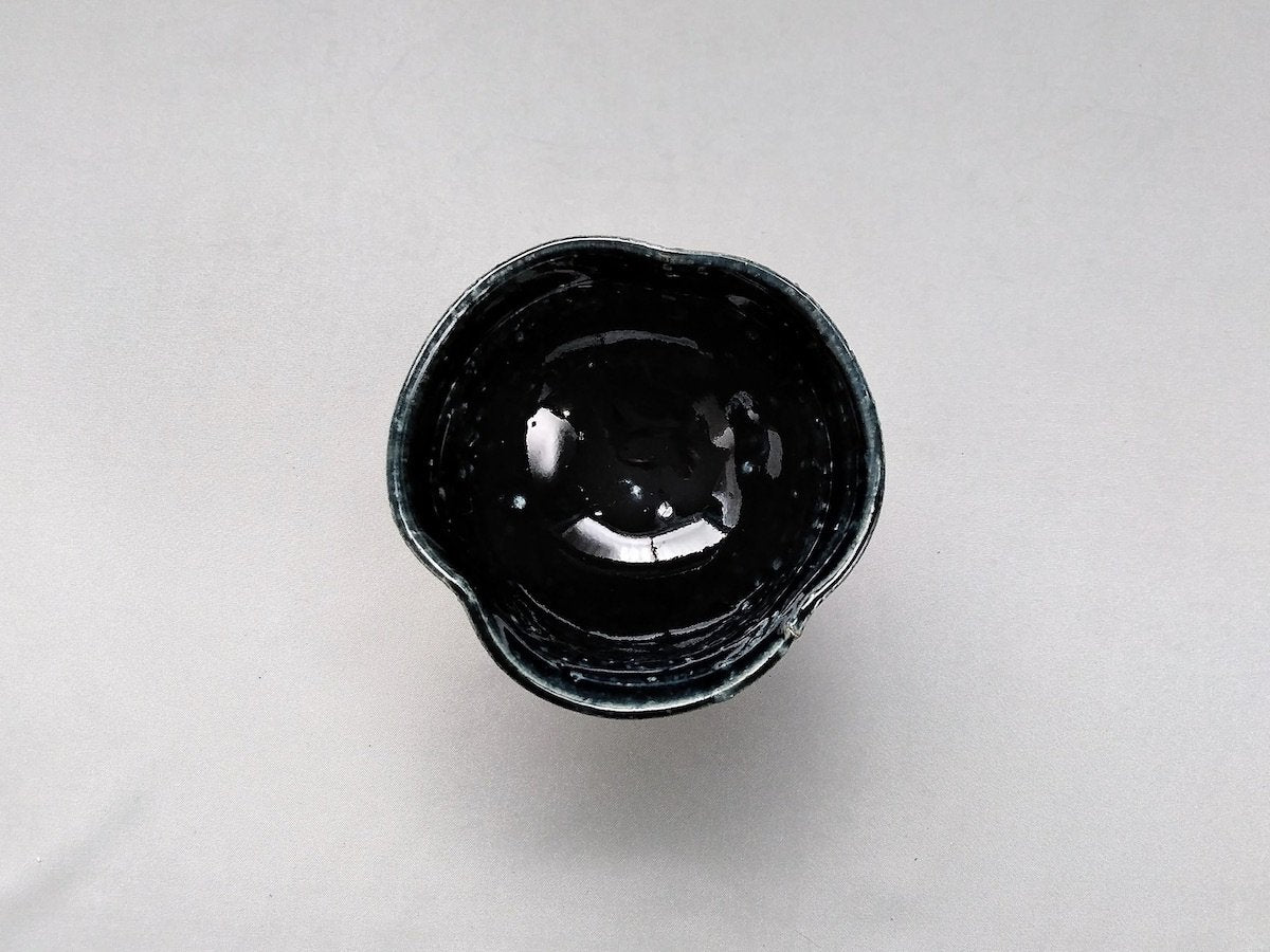 藍釉輪花高台小付【山本一仁】