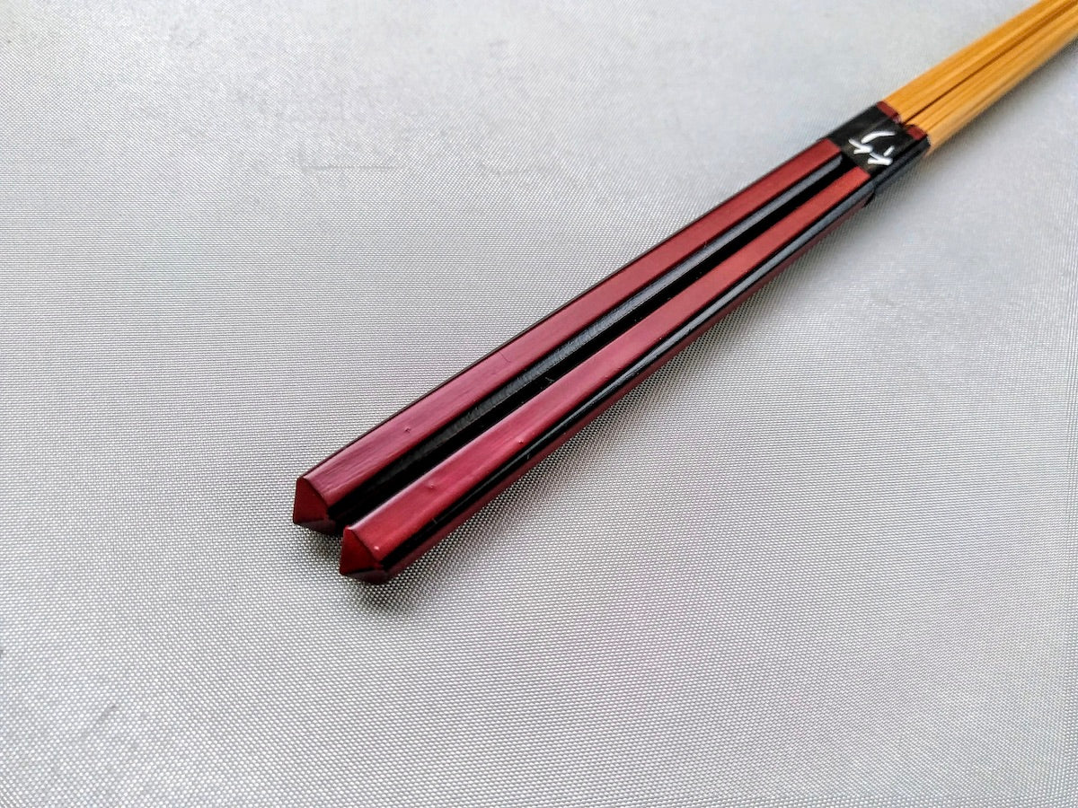 ダイヤカット研出箸 赤【大内工芸】