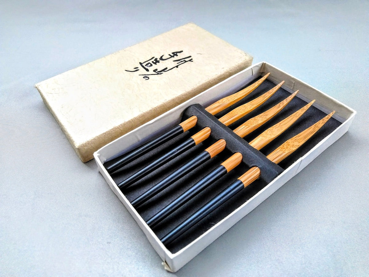 塗分けフォークセット 黒【大内工芸】