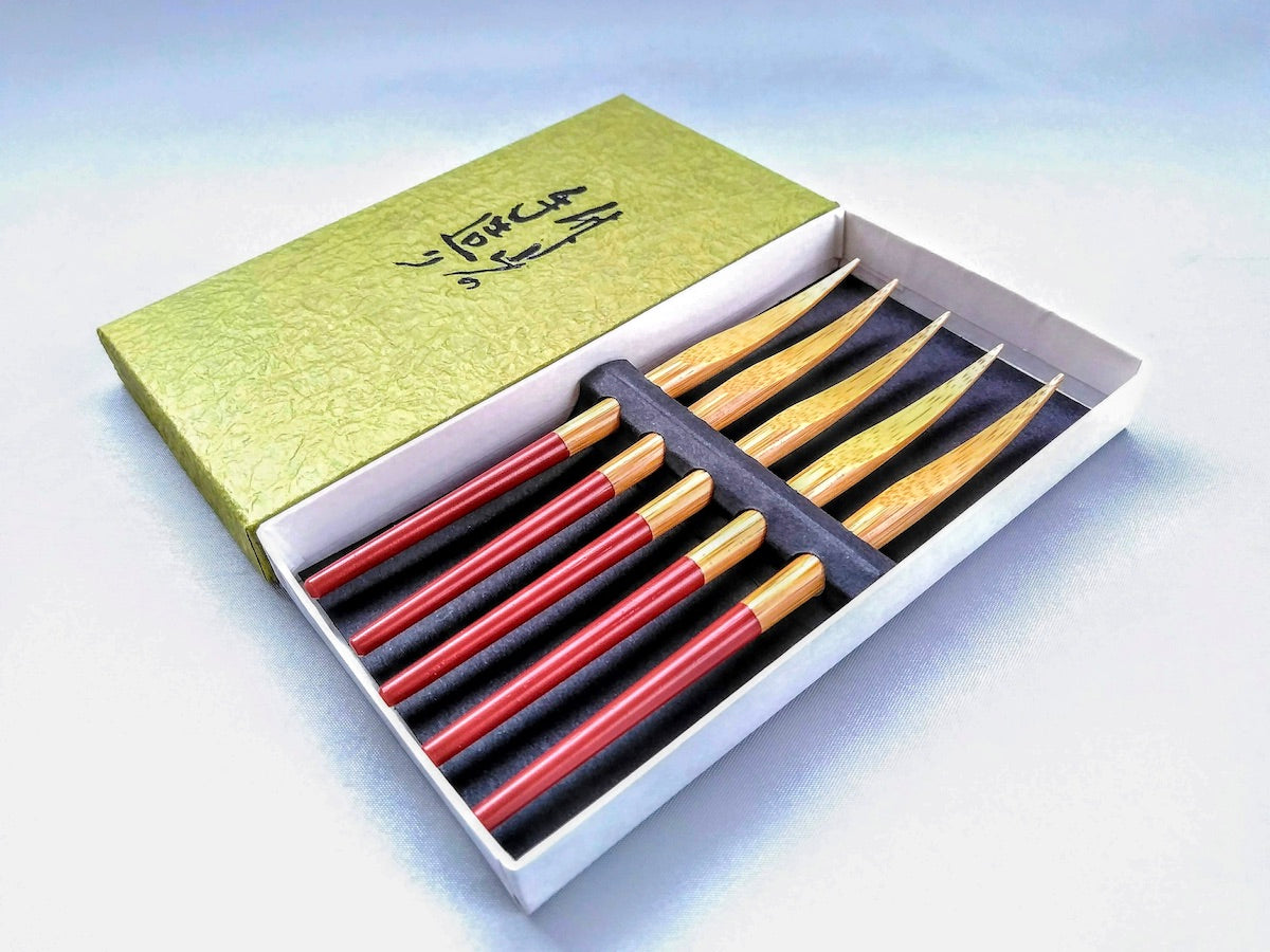 塗分けフォークセット 茶【大内工芸】