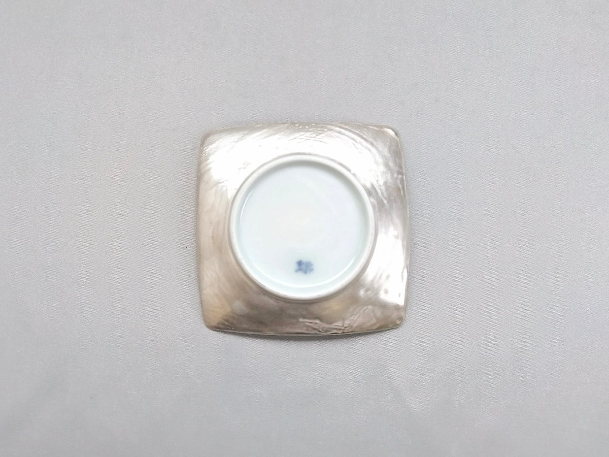 銀彩染付9cm角皿 ワインクーラー【福珠窯】