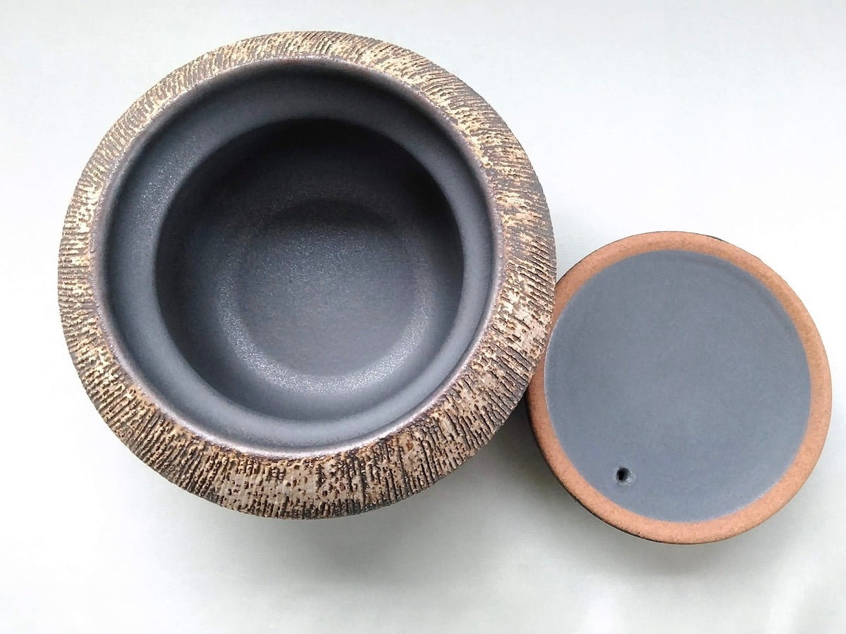 サビ黒白化粧2合多用羽釜【安楽窯】