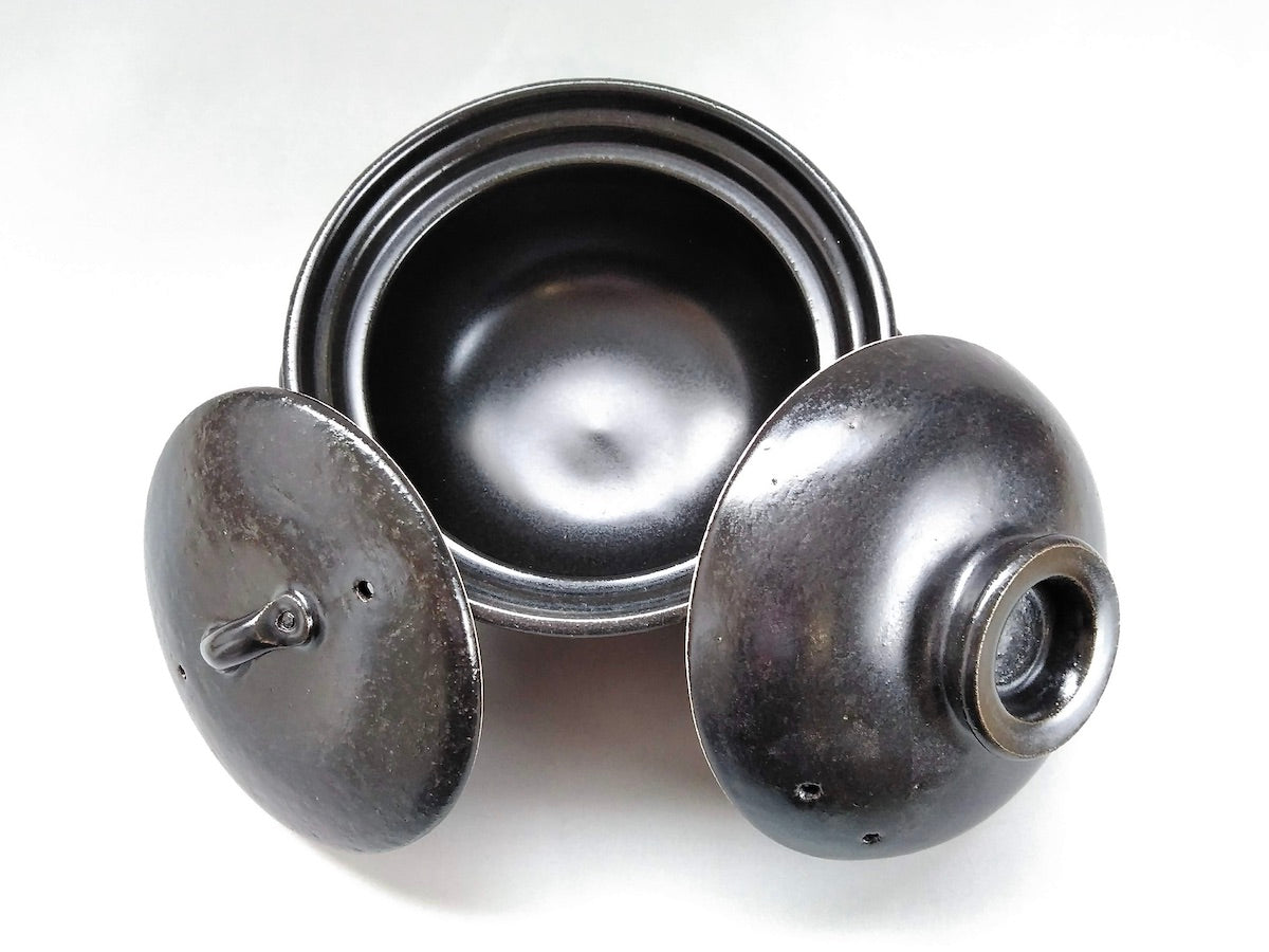 黒釉2合釜鍋【安楽窯】