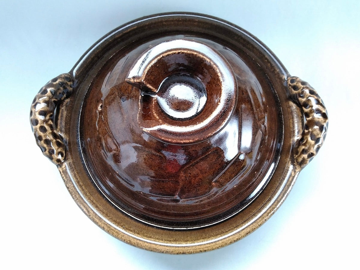 アメ釉尺一多用鍋【安楽窯】