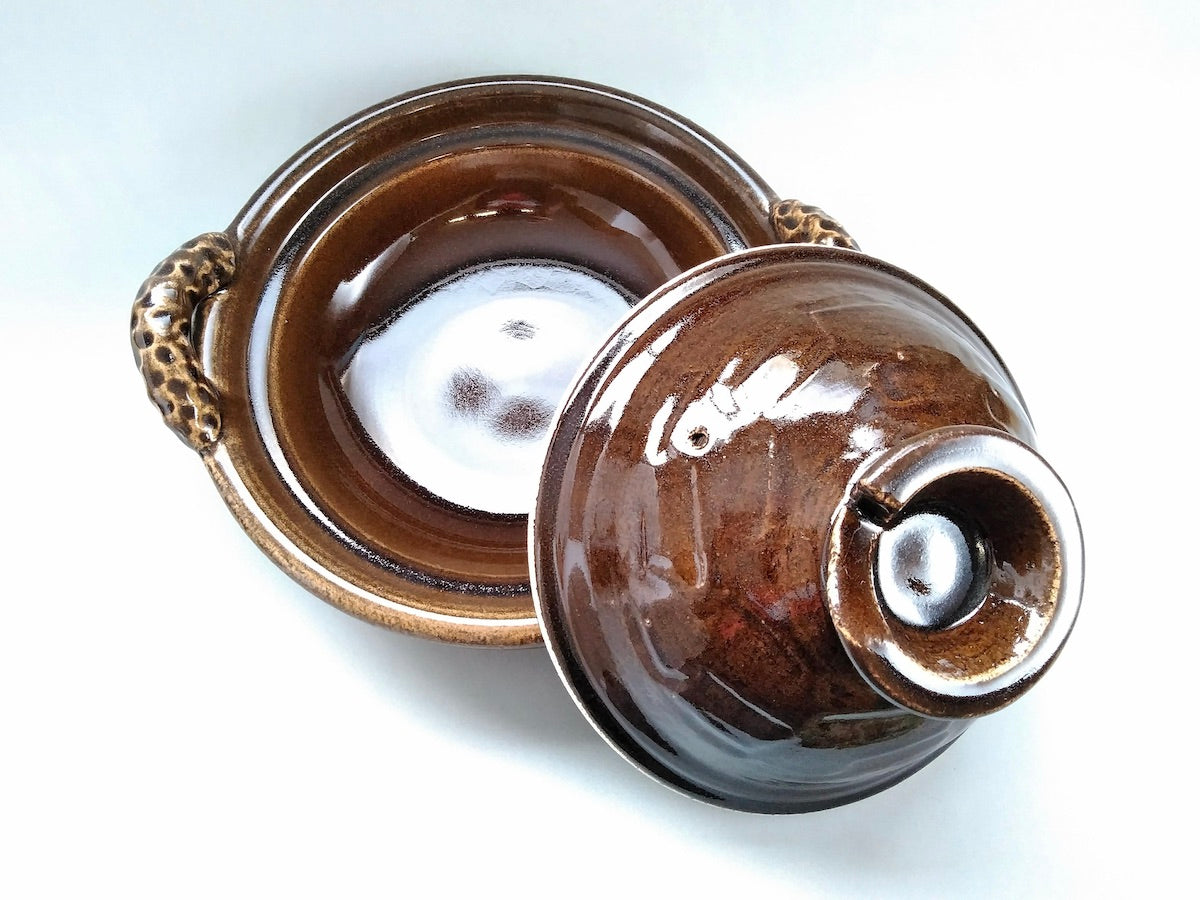 アメ釉尺一多用鍋【安楽窯】