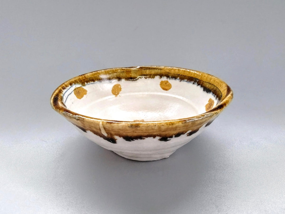 白化粧線刻黄ドット5寸鉢【山本一仁】