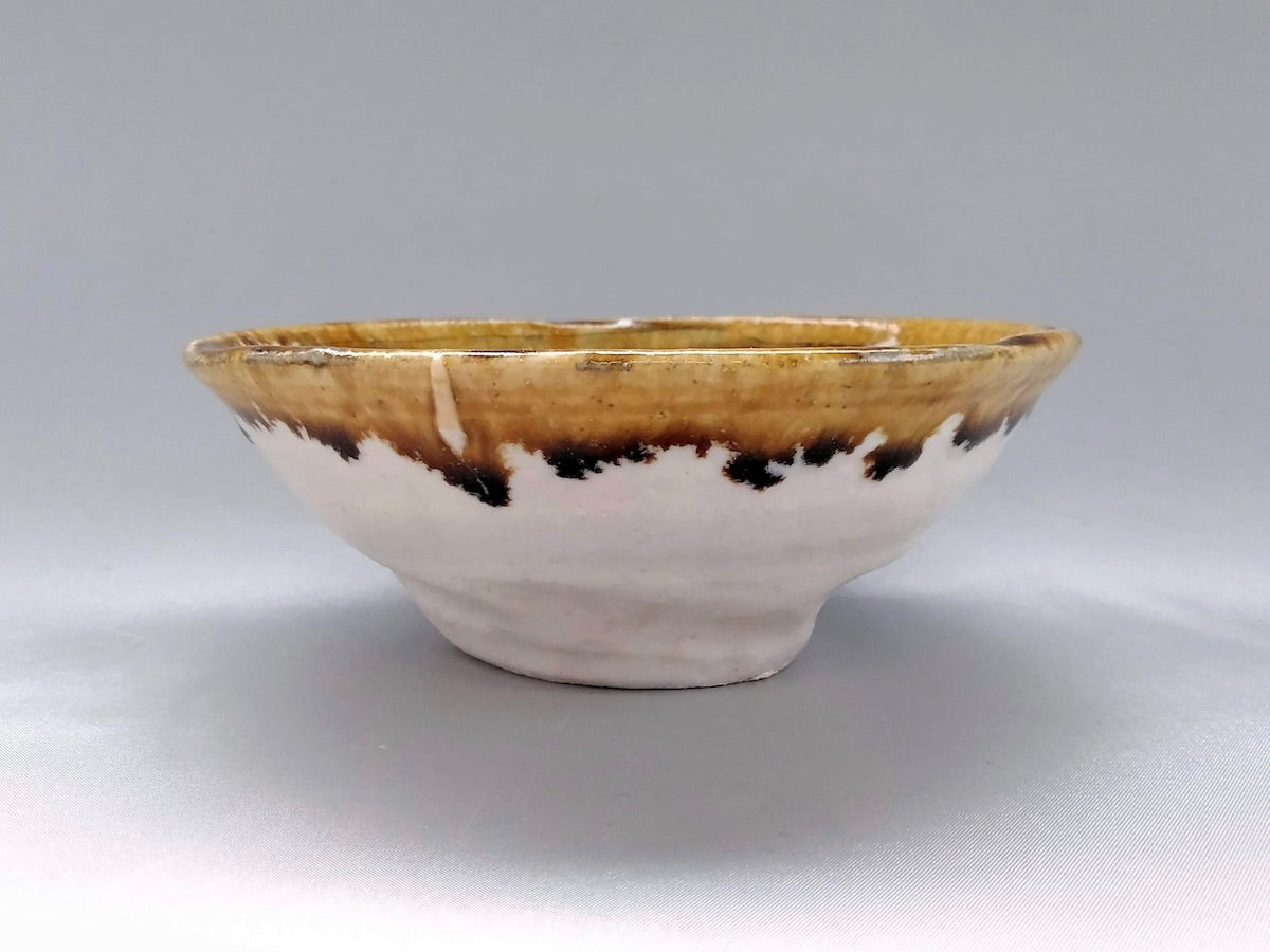 白化粧線刻黄ドット5寸鉢【山本一仁】