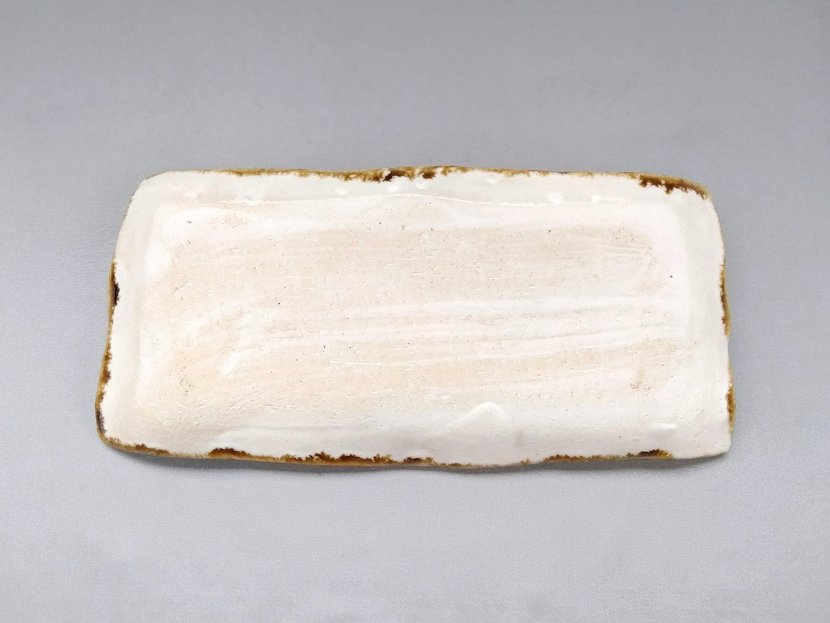 白化粧線刻黄ドット焼物皿【山本一仁】