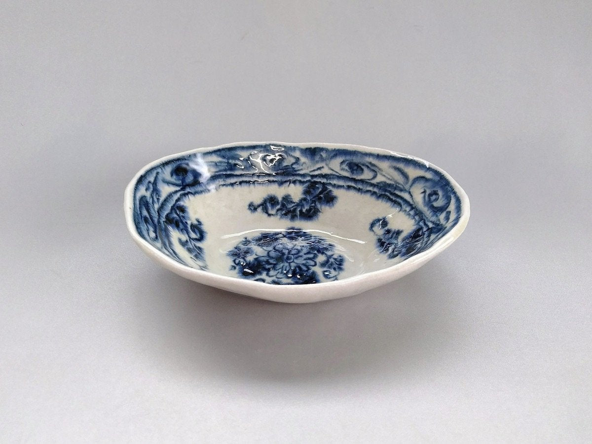 安南草花紋楕円サラダ鉢【宗山窯】