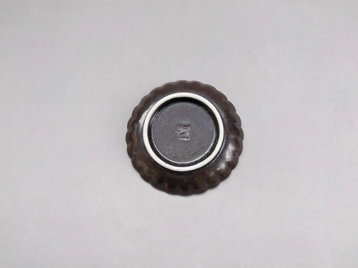黒柚子銀塗り菊小皿【陶悦窯】