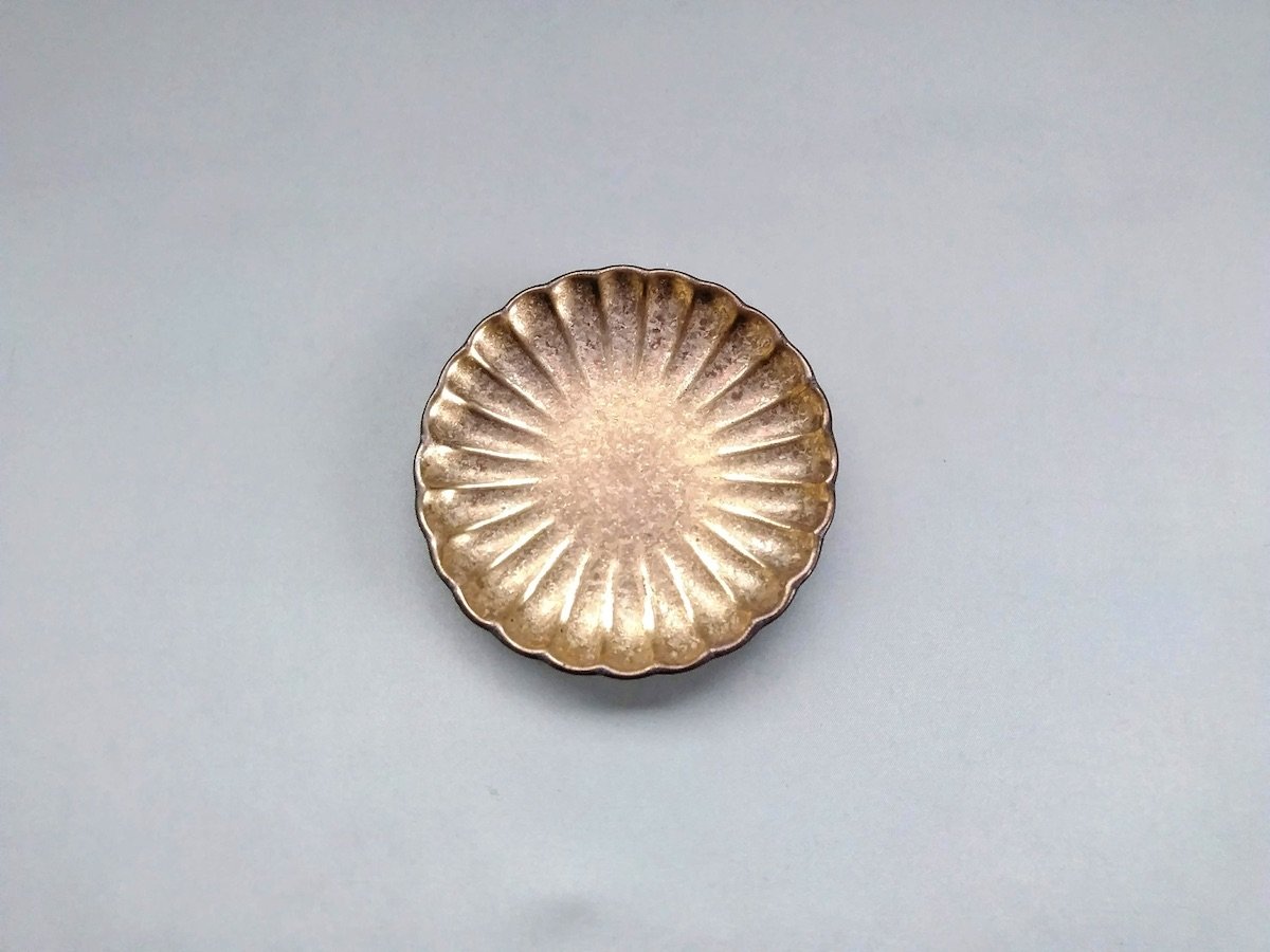 黒柚子金塗り菊小皿【陶悦窯】