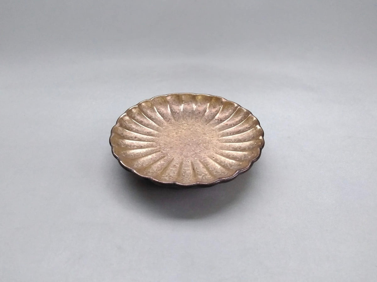 黒柚子金塗り菊小皿【陶悦窯】