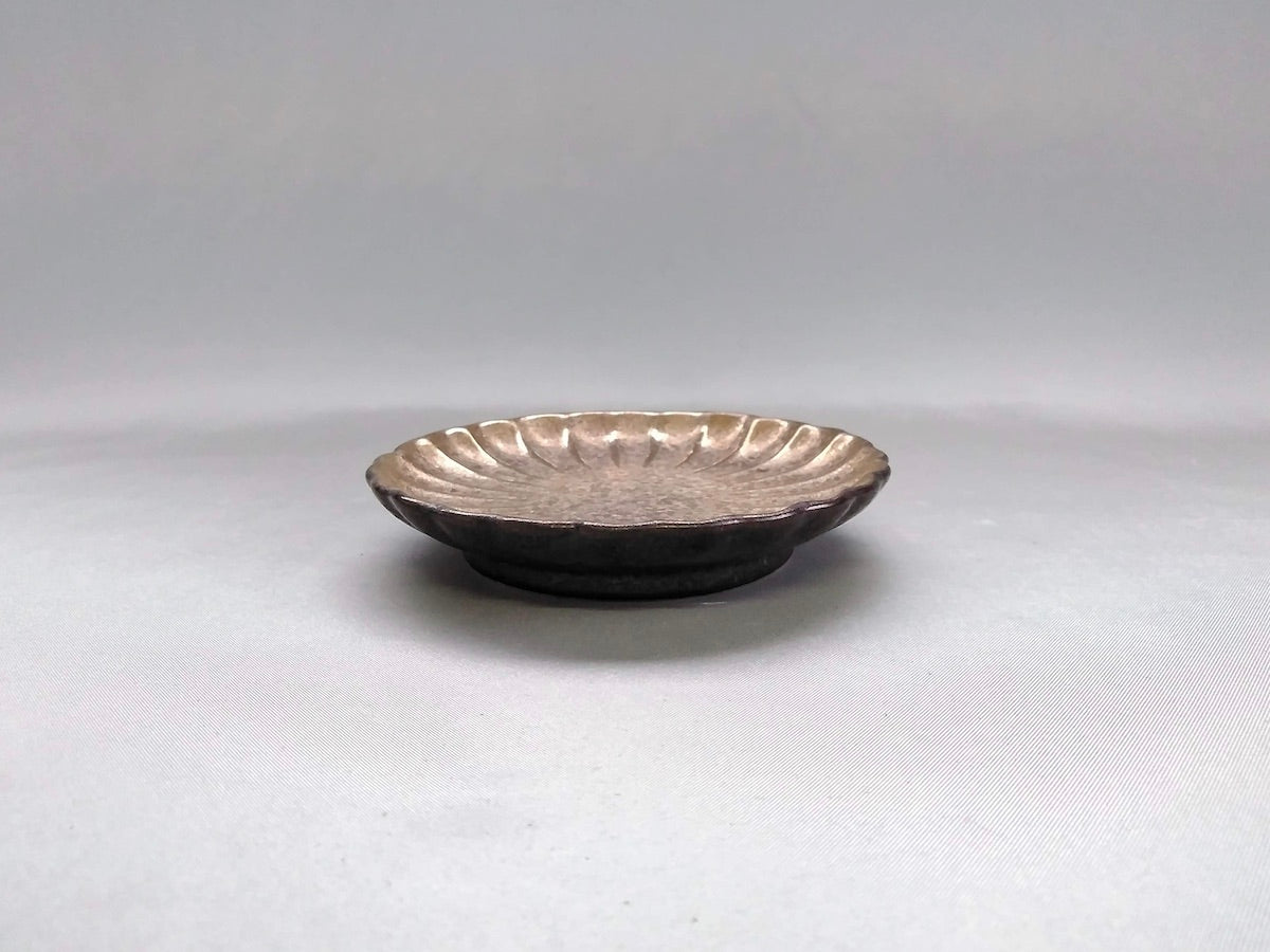 黒柚子金塗り菊小皿【陶悦窯】