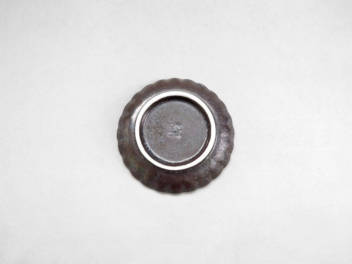 黒柚子金塗り菊小皿【陶悦窯】