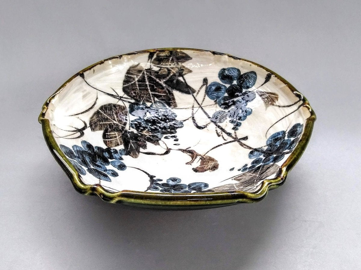 織部ぶどう紋六角鉢【達武衛】