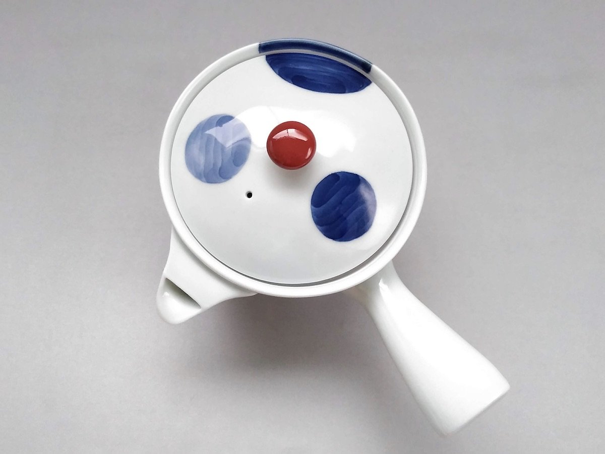 染付二色丸紋急須【康創窯】