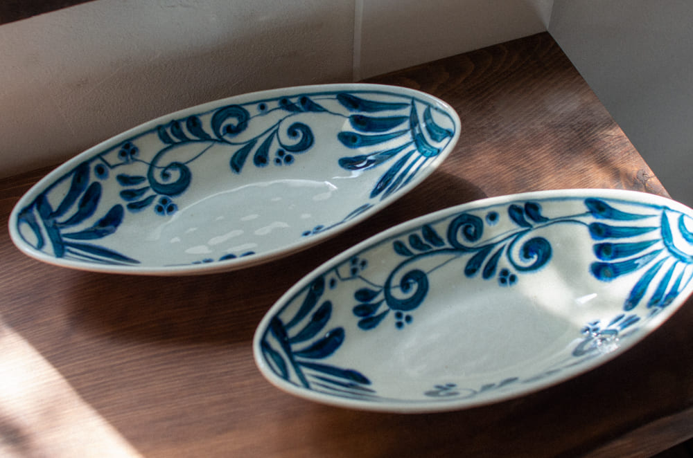 安南つる唐草ボートディッシュ【宗山窯】