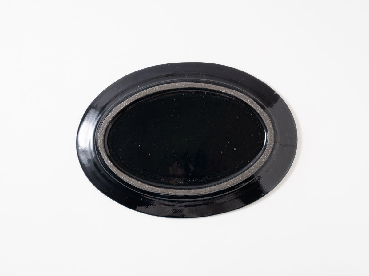 ルリ釉オーバル皿(中)【加藤仁志】