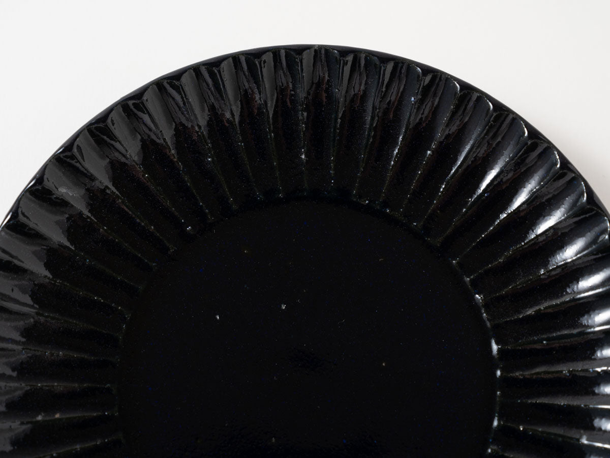 ルリ釉鎬皿17cm【加藤仁志】