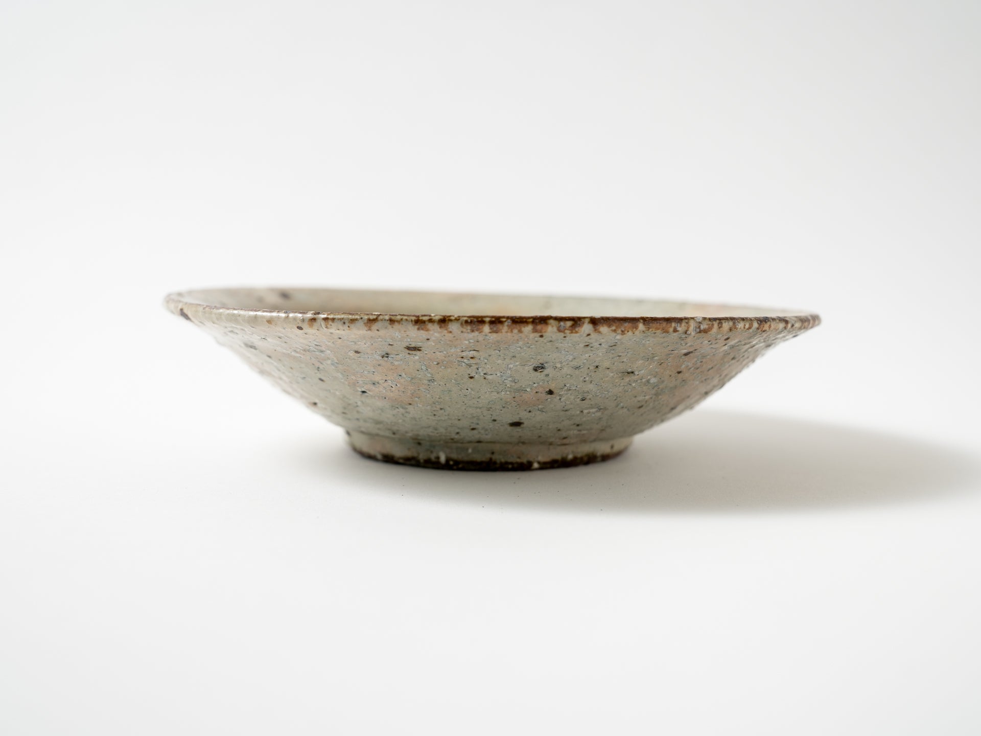 Shallow bowl with ash glaze [Shinichi Kotsuji]