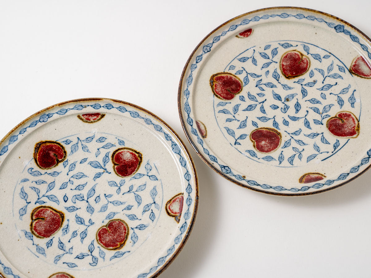 6寸皿(桃ちらし紋)【樋口真紀】