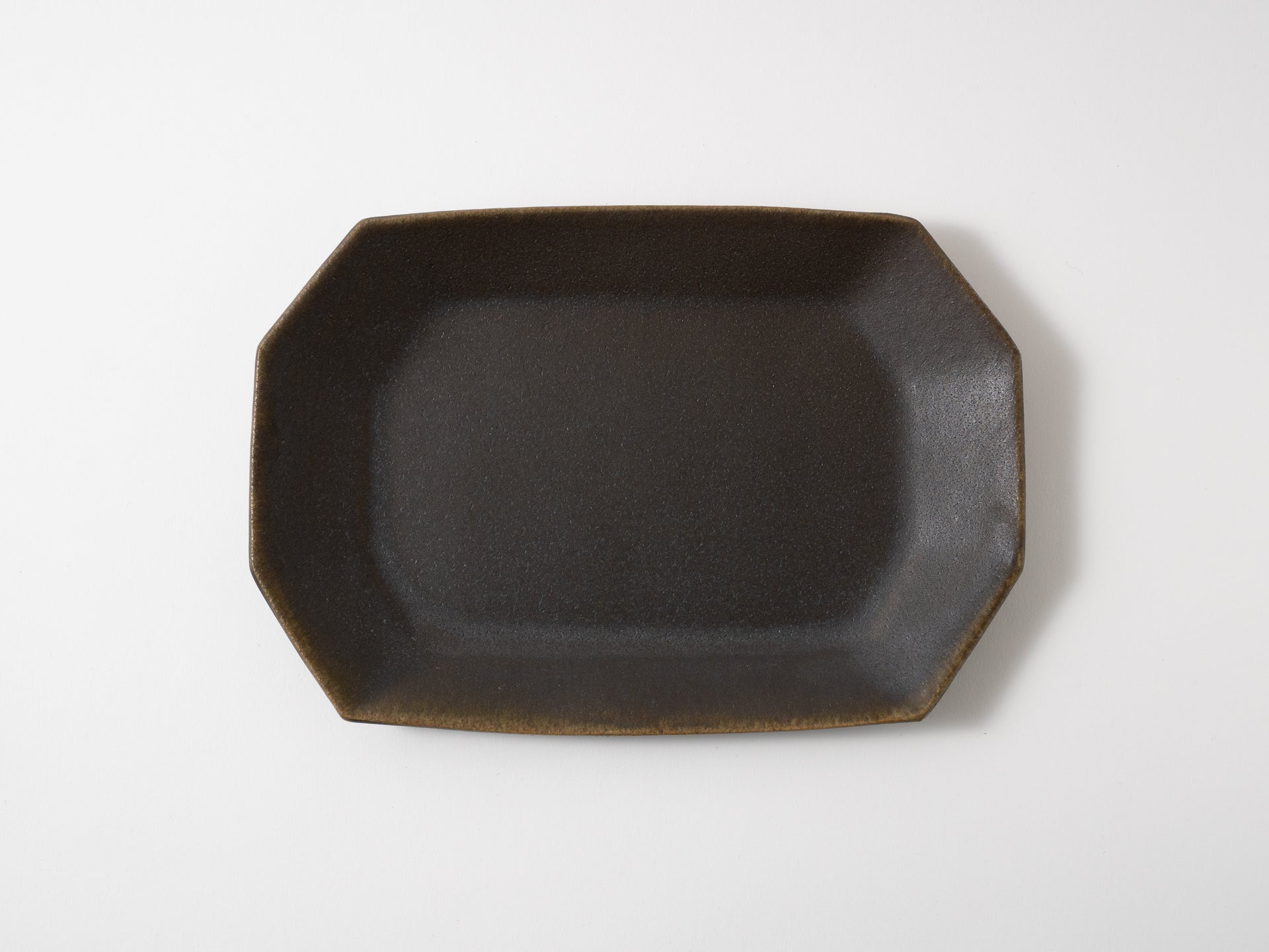Rust glaze octagonal plate small [Furuya Ceramics_ex23]