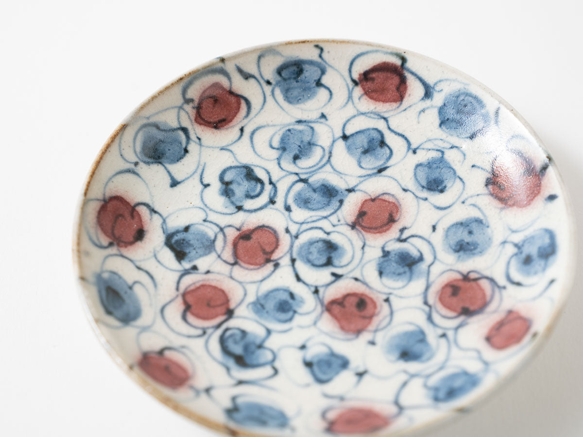 安南マット 花雲 四寸皿 【横田勝郎】